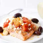 easy Greek baked salmon with feta